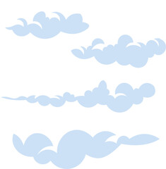 Soft blue cloud illustration on a white background. Minimal cartoon sky elements for weather, nature, or dream concept design.