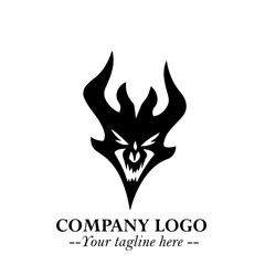 Head of Vampire Logo Symbol in Black on the White Background with Gothic Horror Vector Design