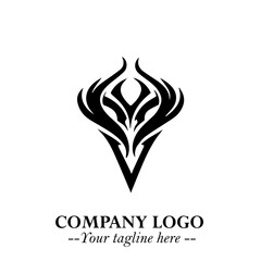 Head of Vampire Logo Symbol in Black on the White Background with Gothic Horror Vector Design