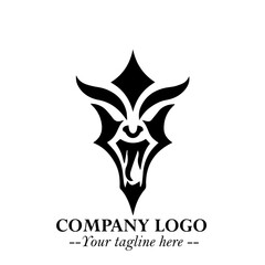 Head of Vampire Logo Symbol in Black on the White Background with Gothic Horror Vector Design