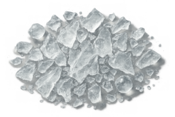 Crushed ice pieces melting, forming a puddle of water, refreshing cold clear transparent background