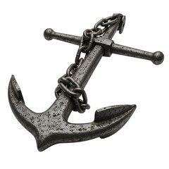 Old Ship Anchor Isolated on Transparent Background