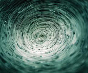 Swirling abstract pattern in green tones, forming a captivating vortex with depth and movement, evoking a sense of fluidity and energy