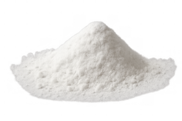 White powder heap creating a peak, demonstrating cooking, baking, and ingredient concepts on transparent background