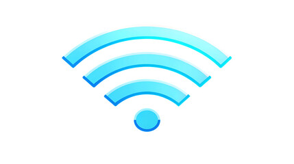 Glossy blue Wi-Fi signal icon representing wireless connection and internet access isolated on transparent background