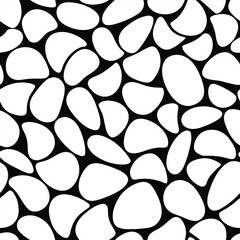 Pebble Like Black Outlines Creating Elegant Abstract Flow Seamless Pattern Design  
