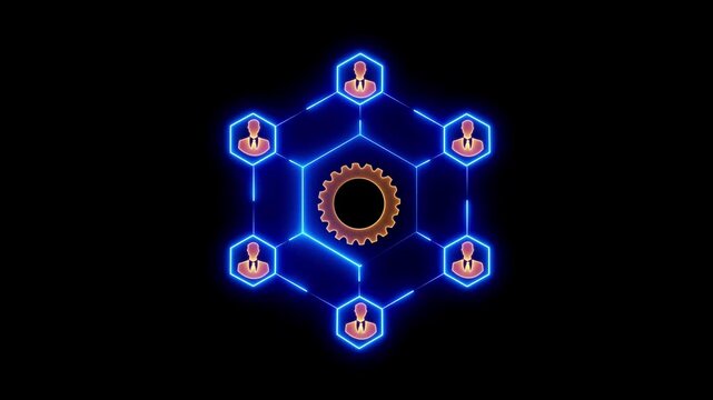 Digital network connecting people globally Icon of People World Wide Connected Social Network Business Relations concept, connections between stakeholders glowing 4k video animation - Powered by Adobe