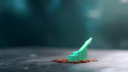 Q4 Financial Performance Overview, Abstract illustration of a rising green graph on a blurred background.