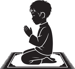 Continuous one line drawing a muslim man praying to god . Hajj and umrah concept. Single line draw design vector graphic illustration.