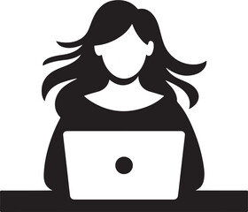 a woman sitting at a desk, working on a computer with a phone and a stack of books beside her. Suitable for landing page, banner, marketing, web design, presentation, infographic, etc