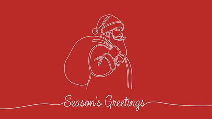 Merry Christmas and Happy Holidays Season's Greetings from Santa Claus with his sack of gifts