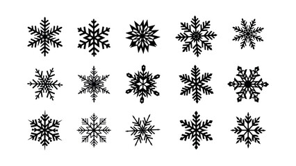 Collection of Detailed Snowflake Designs Perfect for Winter Holiday Decorations and Festive Themes