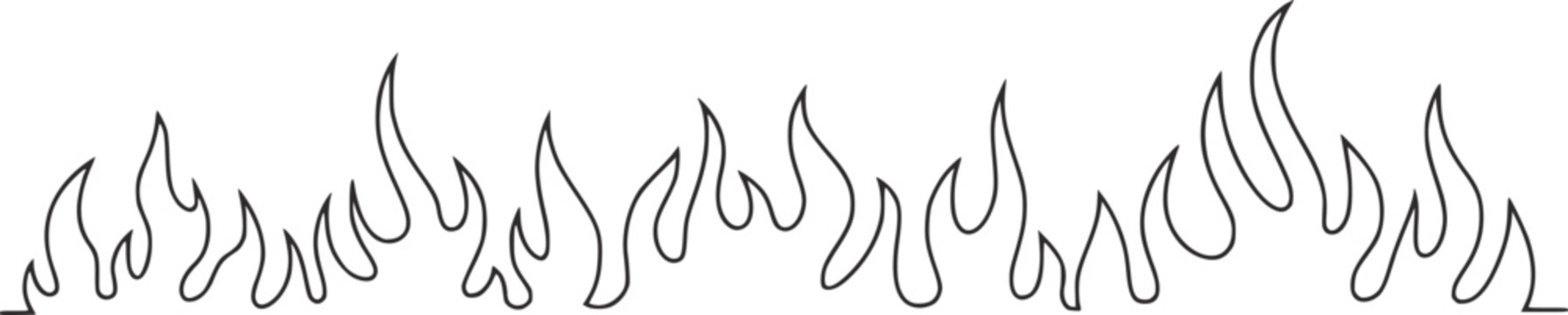 Black outline flames fire graphic