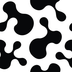 Black Amoeba Inspired Shapes Arranged Fluidly with Organic Flow Seamless Pattern Design  

