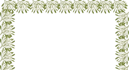 Elegant green leaf border frame on black background for design