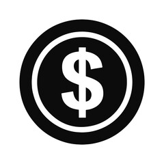 Obraz premium A clear black and white vector illustration of a dollar coin, representing currency and financial value