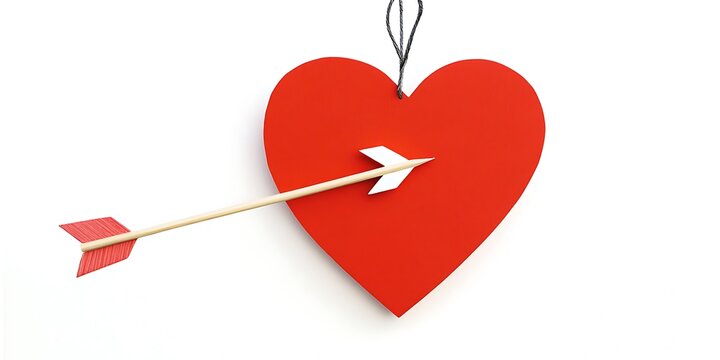 Red heart with cupid's arrow high resolution photo