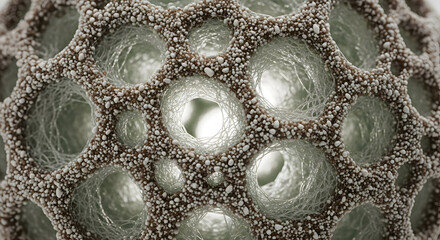 Close-up of a porous hybrid composite structure symbolizing biodegradable technology 87639684 1