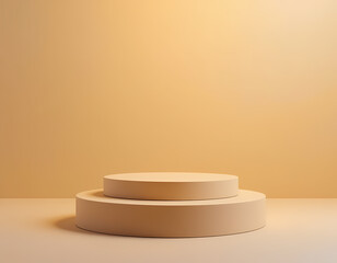 Butterscotch Stepped  Podium. Warm Minimal Mockup