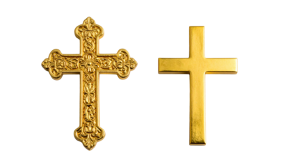 Collection of Two Religious Cross Designs isolated on transparent background
