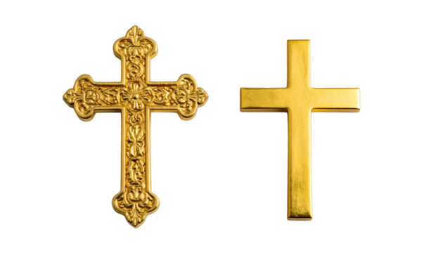 Collection of Two Religious Cross Designs isolated on transparent background