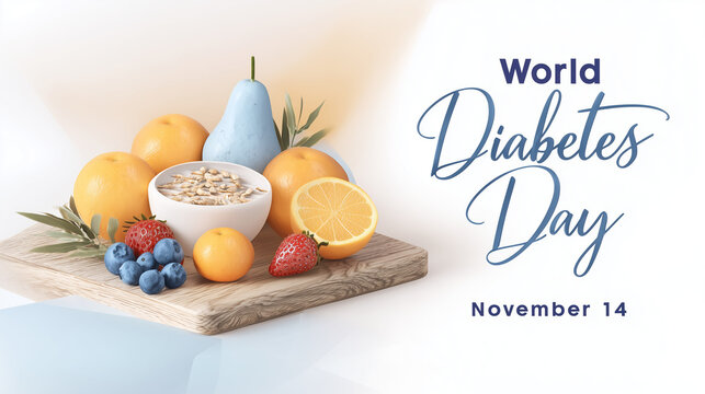 World Diabetes Day Flat Illustration Poster Series — Healthy Living Diabetes Awareness Food Awareness Nutrition Poster Clean Minimal Flat Illustration Design
