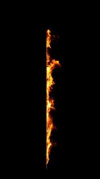 Vertical fiery flames burnt rising on dark backgrounds rendering