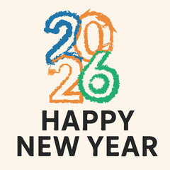 paint brush style 2026 new year with different colors .