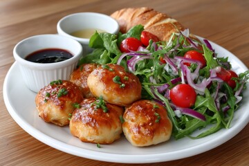 Pan-fried buns Sheng Jian Bao fusion lunch set