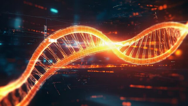 Glowing dna helix molecule representing genetic data processing - Powered by Adobe