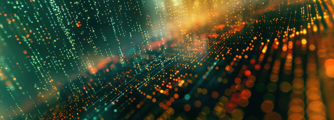 Digital Metropolis: A dynamic perspective of a modern cityscape transforms into a captivating display of interconnectedness, as if visualized through the intricate pathways of a digital network.