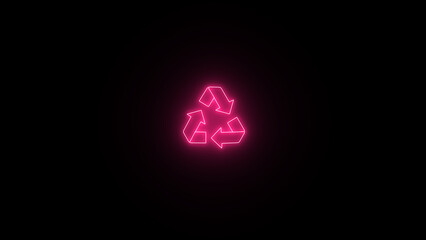 Neon Product recycle icon sign. Glowing recycle symbol icon.