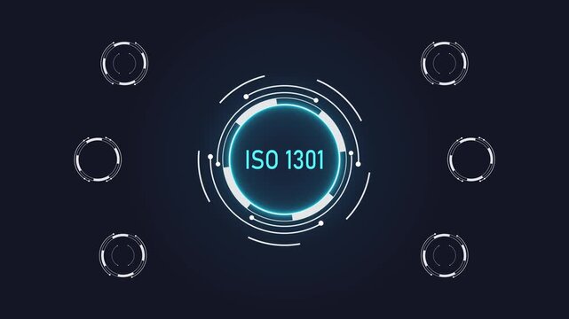 ISO 1301 QMS concept background. Digital service connectivity with advanced graphical icon animation.