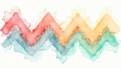 Zigzag watercolor pattern displays layers of vibrant colors blending together on a white backdrop, creating a beautiful and creative design.
