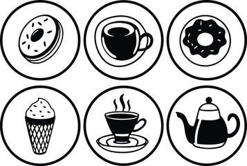 Modern collection of simple food and drink vector icons design