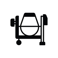 Black solid icon for  cement mixer