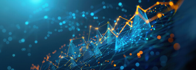 Digital Growth Visualization: An abstract representation of technological advancements and expanding growth, the image is dominated by the glowing digital lines symbolizing increasing trends.