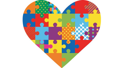 Colorful Jigsaw Puzzle Heart for Autism Awareness.