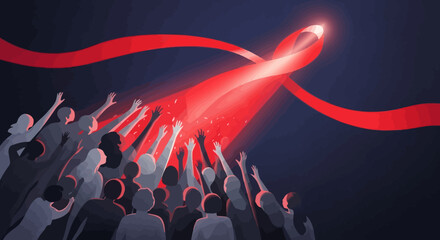 Crowd Watching Rocket Launch Into Space.