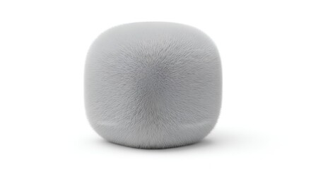 3D render of a fluffy gray cube on a white background, modern design element