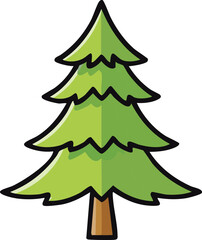 Fototapeta premium Cartoon Illustration of Pine Tree Simple Cute Forest Element