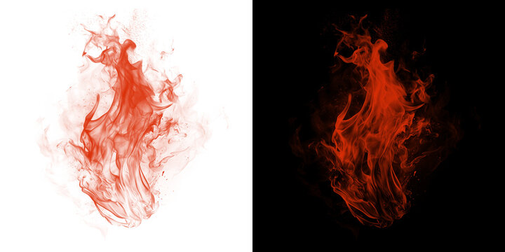 Fiery flames dance in contrasting light, isolated on transparent background
