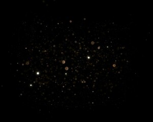 Elegant Black Background with Floating Golden Bokeh Dust Particles, Creating a Magical, Festive, and Dreamy Atmosphere for Artistic, Decorative, and Digital Design Projects

