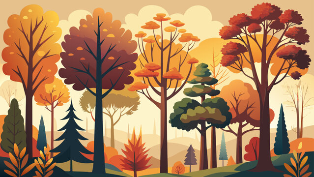 autumn landscape with autumn trees