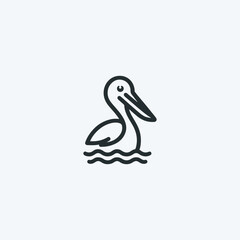 Simple Monoline Pelican Mark Logo