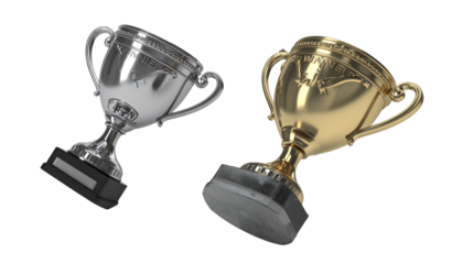 Collection of Two Winner Trophy Designs isolated on transparent background