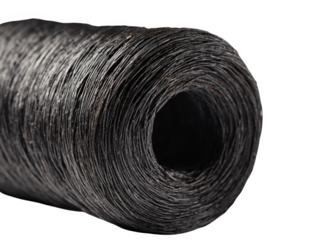 Rolled material texture close up isolated on transparent background