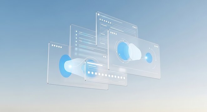 Futuristic Digital Displays Showcasing Data and Information with Abstract Visuals