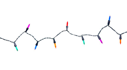 Naklejka premium String of Christmas lights isolated on white background With clipping path