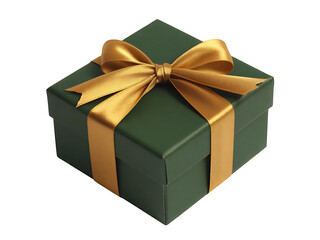 Fototapeta premium Elegant Green Gift Box Wrapped with a Luxurious Golden Ribbon Bow